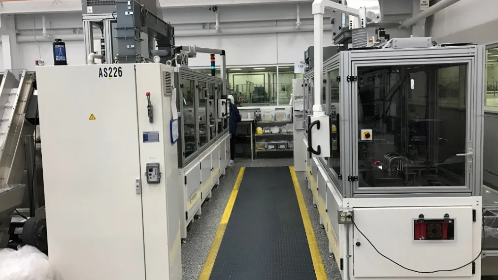 Automation equipment being built and integrated on a medical device manufacturing floor